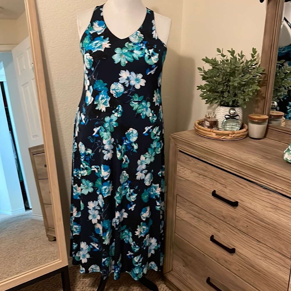 Lane Bryant Floral Maxi Dress with Crochet Back